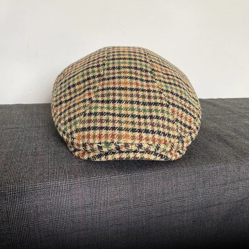 Classic Plaid Stripe Newsboy Cap for Men Women Winter Wool Flat Ivy Vintage Gatsbay Hat Irish Outdoor Cabbie Beret BJM94