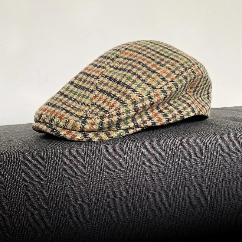 Classic Plaid Stripe Newsboy Cap for Men Women Winter Wool Flat Ivy Vintage Gatsbay Hat Irish Outdoor Cabbie Beret BJM94