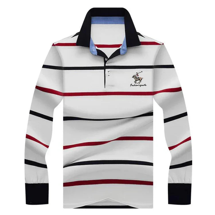 Autumn winter new polo shirt High quality brand cotton men's polo shirt Long sleeve casual striped shirt polo men clothing