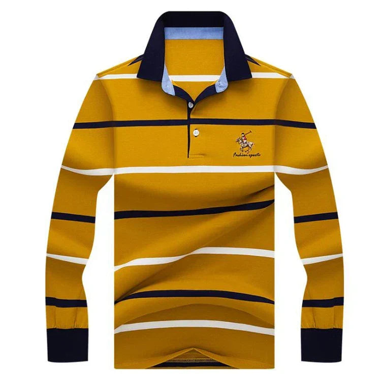 Autumn winter new polo shirt High quality brand cotton men's polo shirt Long sleeve casual striped shirt polo men clothing
