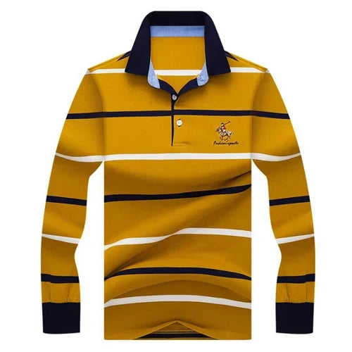 Autumn winter new polo shirt High quality brand cotton men's polo shirt Long sleeve casual striped shirt polo men clothing