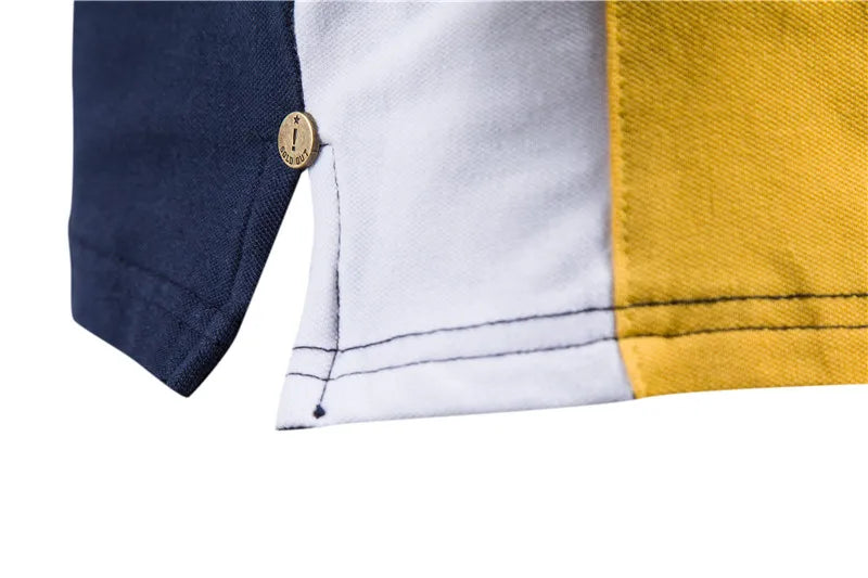 100% Cotton Badge Embroidery Polo Shirt for Men Short-sleeved Patchwork Men's Polos Quality Summer Brand Men Clothing