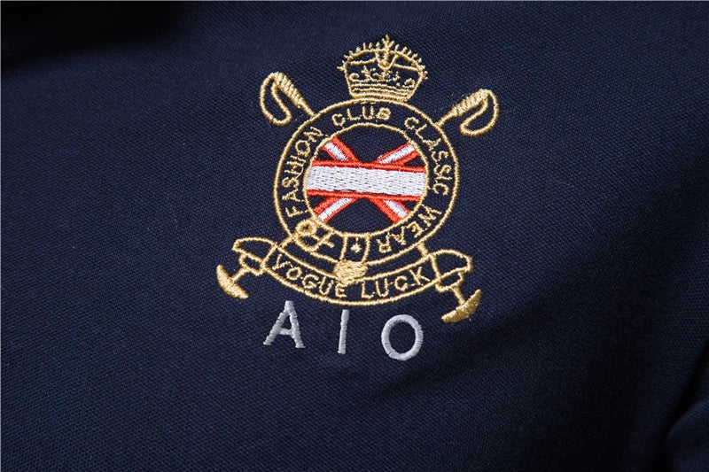100% Cotton Badge Embroidery Polo Shirt for Men Short-sleeved Patchwork Men's Polos Quality Summer Brand Men Clothing