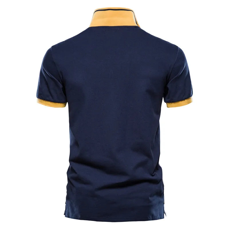 100% Cotton Badge Embroidery Polo Shirt for Men Short-sleeved Patchwork Men's Polos Quality Summer Brand Men Clothing