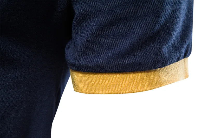 100% Cotton Badge Embroidery Polo Shirt for Men Short-sleeved Patchwork Men's Polos Quality Summer Brand Men Clothing