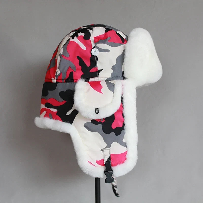 Men Women Russian Bomber Hat Winter Trooper Earflap  Hat Trapper Unshanka Faux Fur Hat