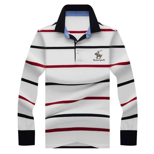 Autumn winter new polo shirt High quality brand cotton men's polo shirt Long sleeve casual striped shirt polo men clothing