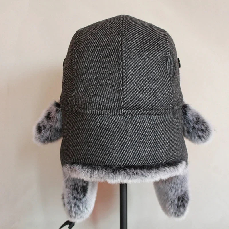 Men Women Russian Winter Bomber Hat Ushanka with Ear Flaps Faux Fur Trapper Hat Earflaps Warm Cap for Snow