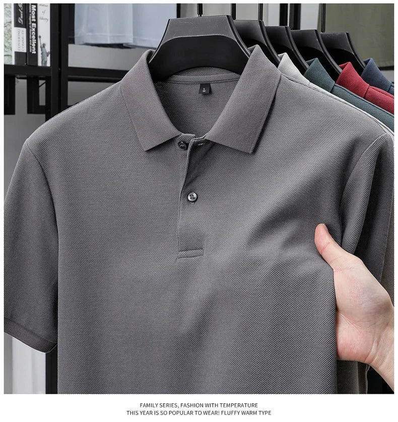 Men's 100% Cotton Polo Shirt - Summer Casual Breathable Tee,19 Colors,Ideal for Golf and Sports,Business Casual,Silk-Like Finish