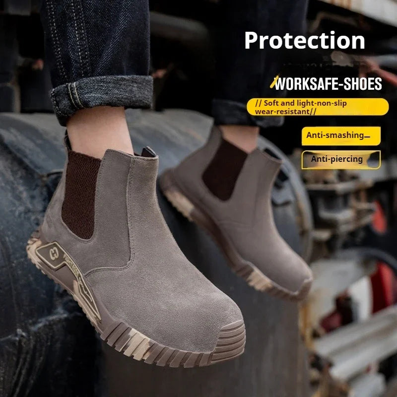 steel toe work boots for men industrial construction work protection shoes anti smash anti puncture safety shoes without laces
