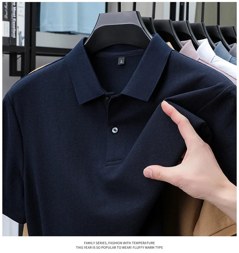 Men's 100% Cotton Polo Shirt - Summer Casual Breathable Tee,19 Colors,Ideal for Golf and Sports,Business Casual,Silk-Like Finish
