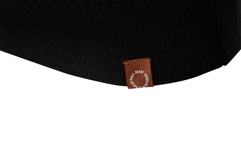 Button Placket Polo Shirt Men Ribbed Stripe Long Sleeve Contemporary Fit Minimalist Autumn Winter Premium Business Top