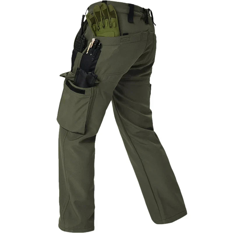 Winter Outdoor Work Sets Mens Field Training Jackets Multi-Pocket Fleece Cargo Pants Tactical Waterproof Camping Tracksuits Set