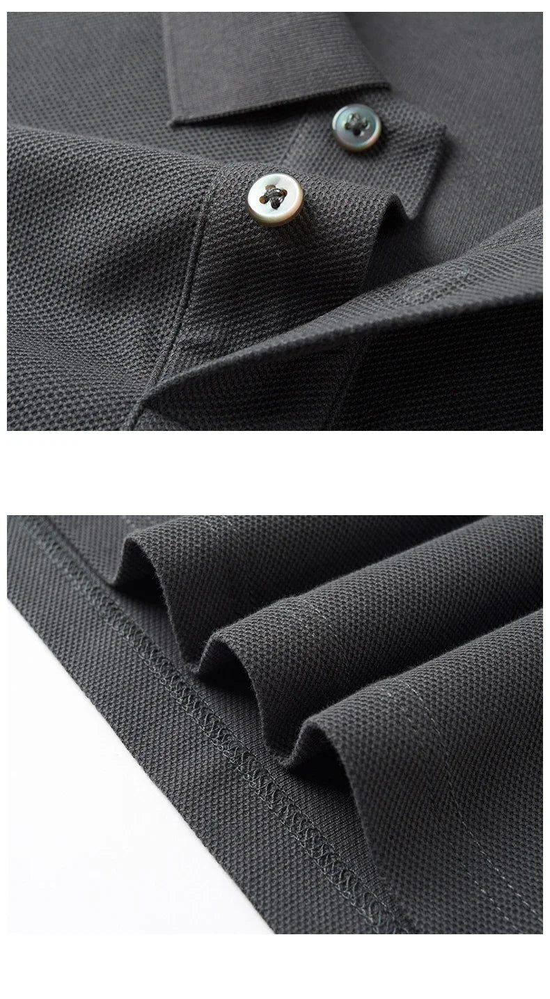 High end 100% cotton men's short sleeve solid color polo shirt light luxury brand embroidered business casual summer New T-shirt