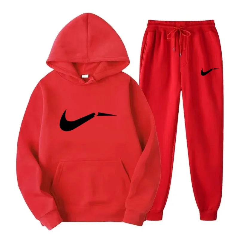 Men's fashionable pure cotton hooded sweatshirt set - Korean style trendy casual sportswear, loose fit, slimming effect