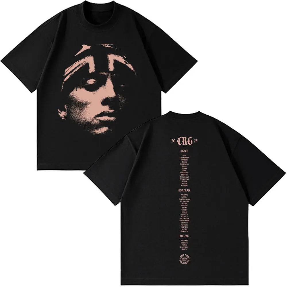 Rapper Central Cee CAN'T RUSH GREATNESS World Tour 2025 T-shirt Men Women Fashion Hip Hop Short Sleeve Oversized T Shirts Tops