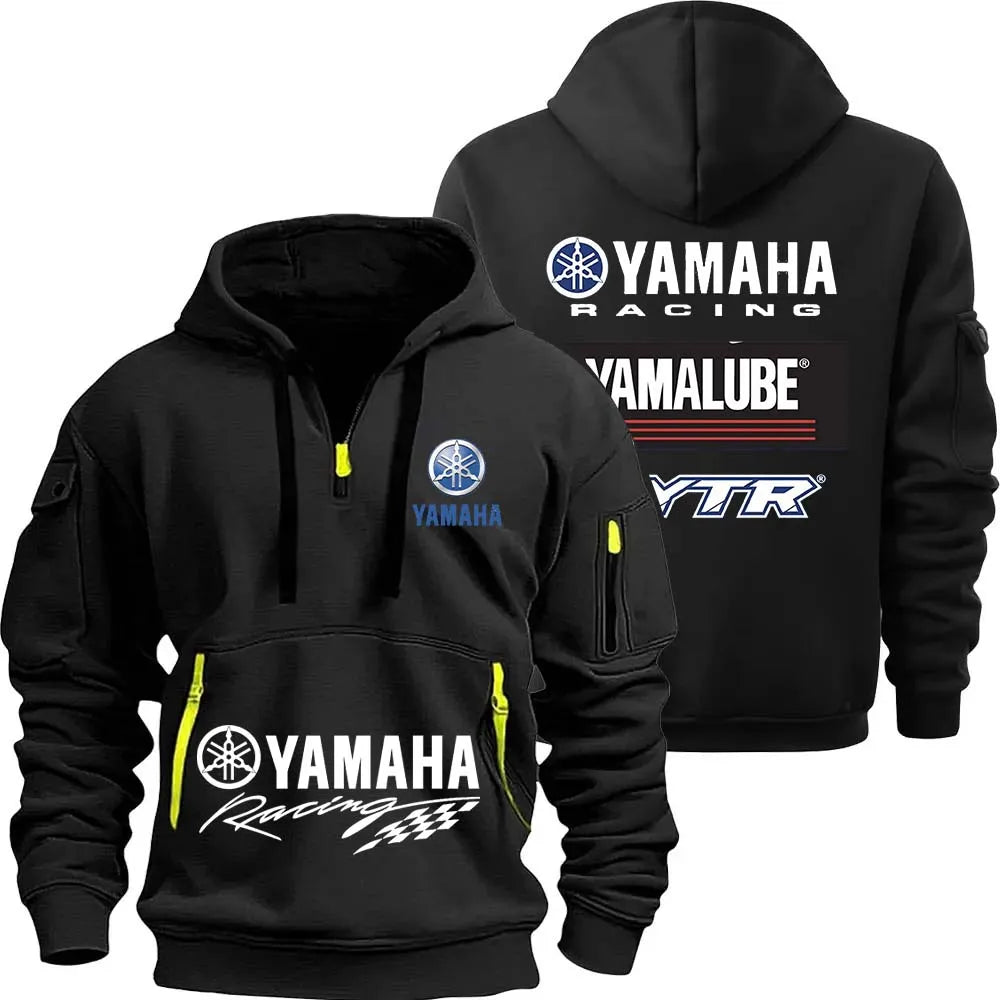 Logo Motorcycle Racing Team Men Half Zipper Hoodie Spring Male Sweatshirt Fashion Sports Men's Pullover Clothes