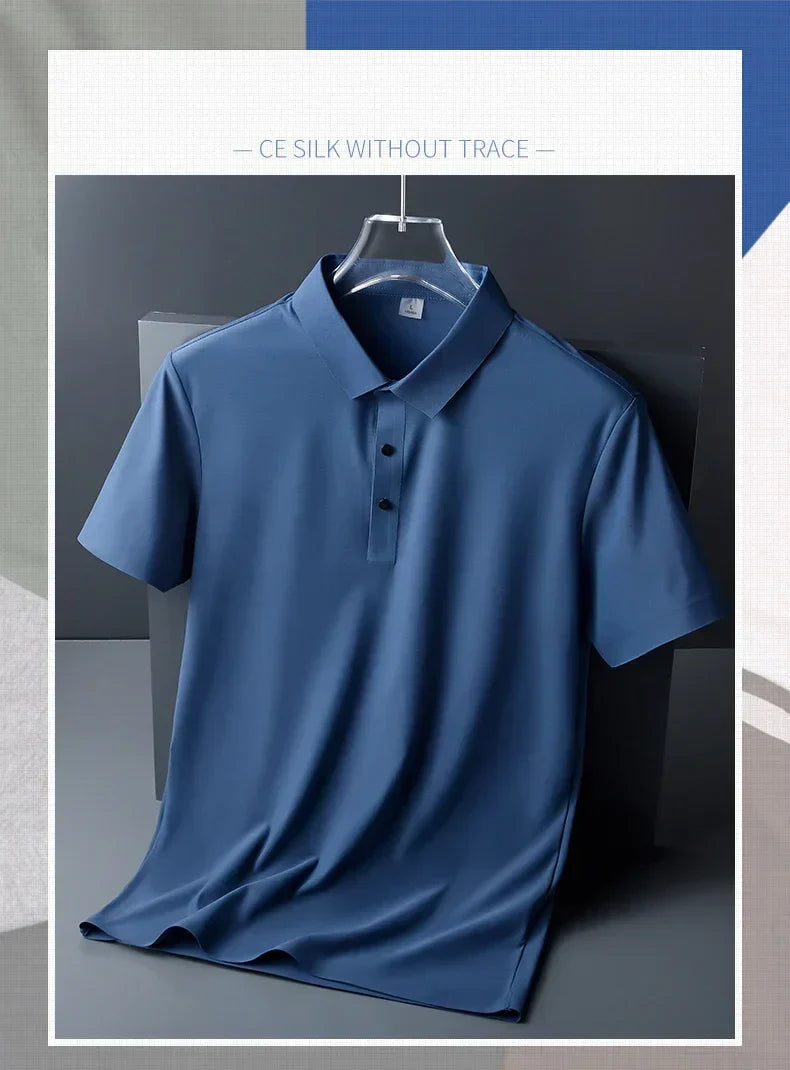 10 Color Men's Thin Polo Shirt Summer New Ice Silk Popular Business Casual Breathable Lapel Polo Shirt for Man Brand Clothing