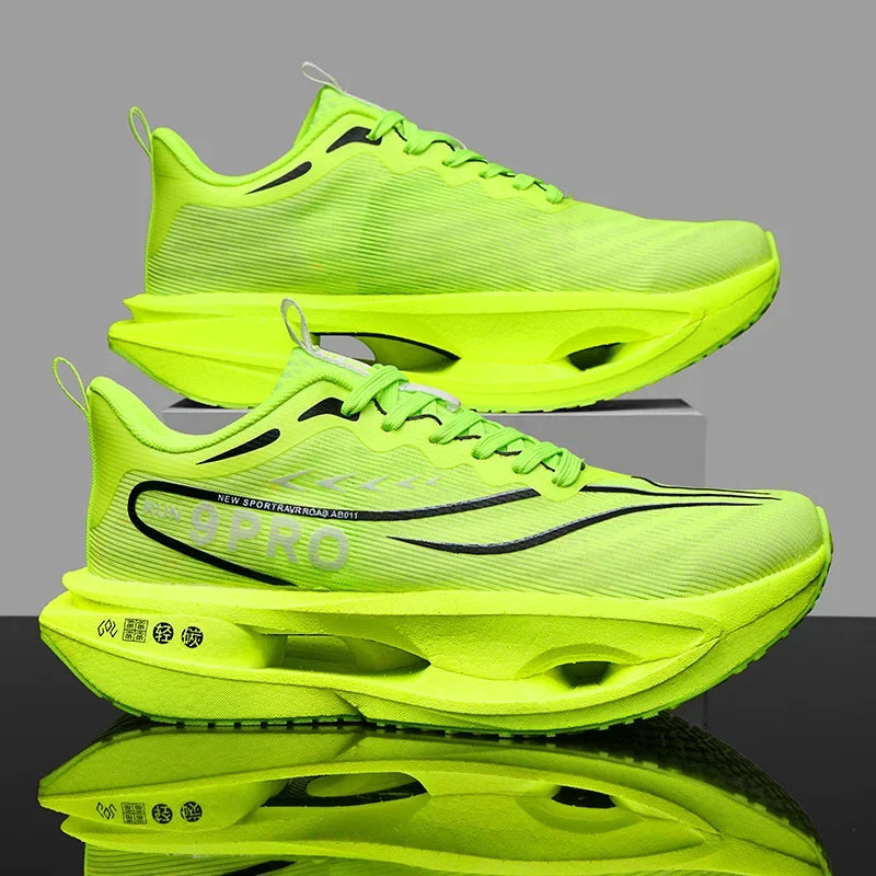 Men's Carbon Plate Sneakers Outdoor Soft Sole Mesh Sports Shoes Running Shoes Light Anti-Slip Casual Couple Tennis Shoes