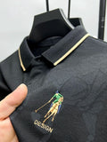 High end brand fashion printed long sleeved polo shirt men's 2024 spring new exquisite embroidered T-shirt casual breathable top