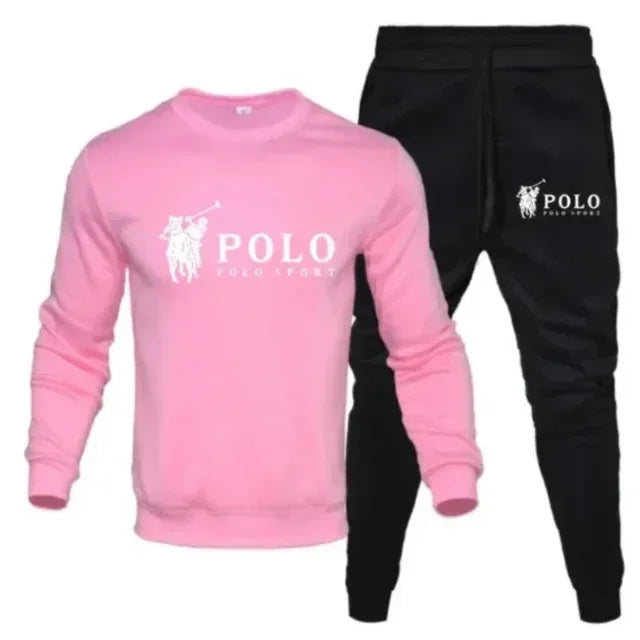 Men's two-piece round-neck sweatshirt + jogging pants, autumn and winter fashion, outdoor fitness and casual sportswear set