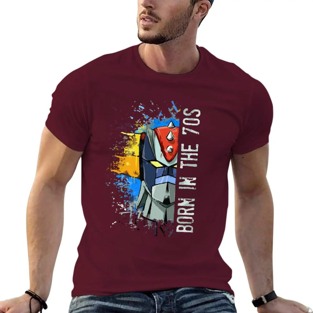 Ufo Robot Goldrake - Born In The Seventies T-Shirt Blouse heavyweights hippie clothes Men's t-shirts