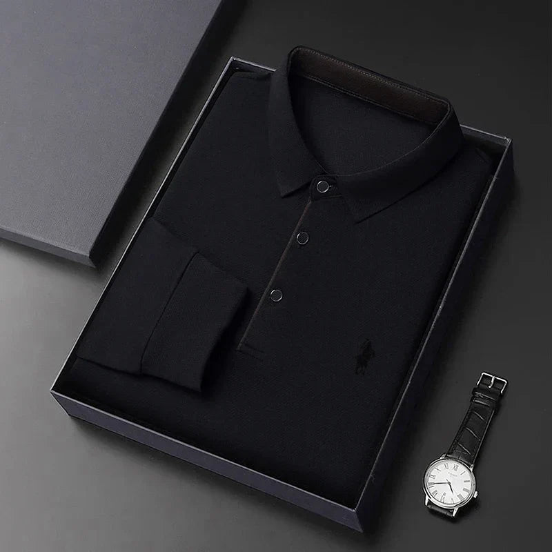 Light Luxury 202 Paul Men's Polo Shirt Long Sleeved T-shirt Casual Daily Lapel Sweatshirt Base