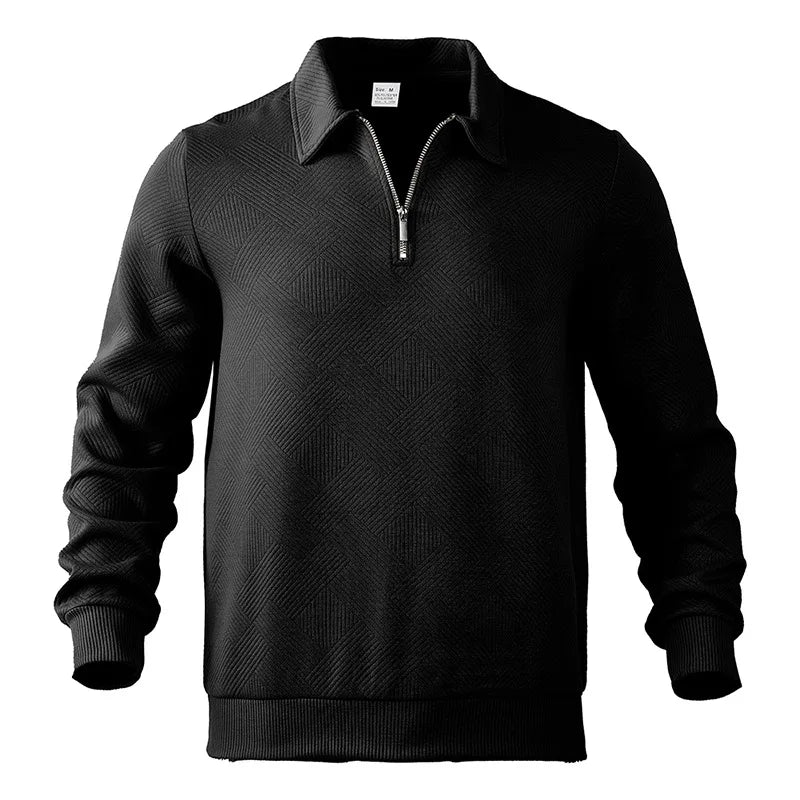 24 cross-border popular autumn long-sleeved lapel zipper men's loose casual top polo shirt