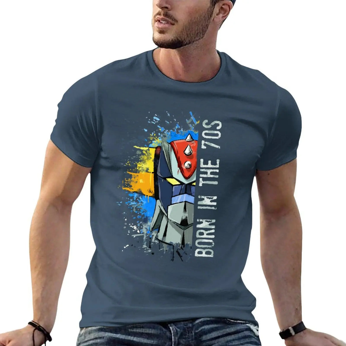 Ufo Robot Goldrake - Born In The Seventies T-Shirt Blouse heavyweights hippie clothes Men's t-shirts