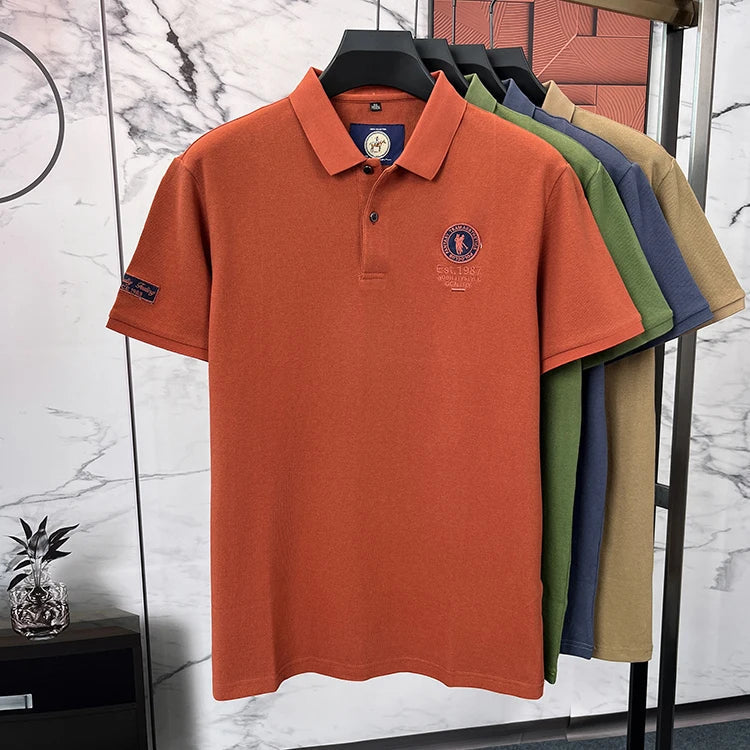 Luxury brand men's polo shirt short sleeve high-end fashion Paul embroidery lapel T-shirt 2025summer breathable casual golf top