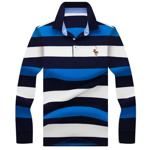 Autumn winter new polo shirt High quality brand cotton men's polo shirt Long sleeve casual striped shirt polo men clothing