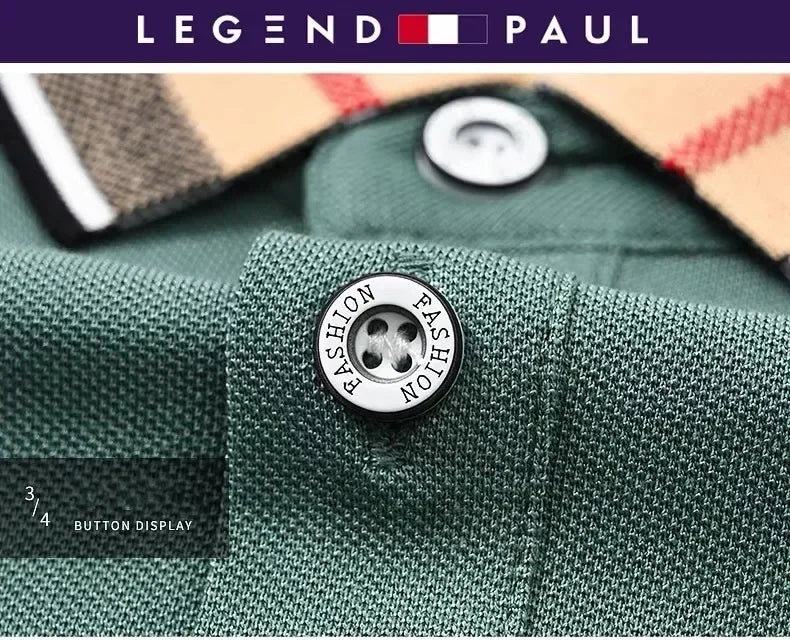 Luxury brand short sleeve men's polo shirt summer high-end fashion plaid embroidery lapel casual T-shirt breathable cotton top