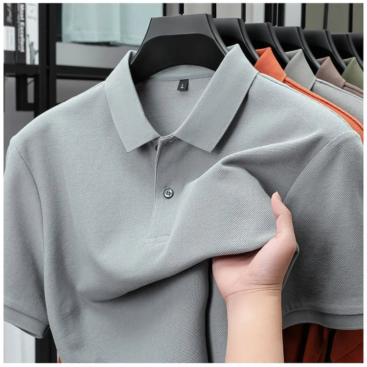 Men's 100% Cotton Polo Shirt - Summer Casual Breathable Tee,19 Colors,Ideal for Golf and Sports,Business Casual,Silk-Like Finish