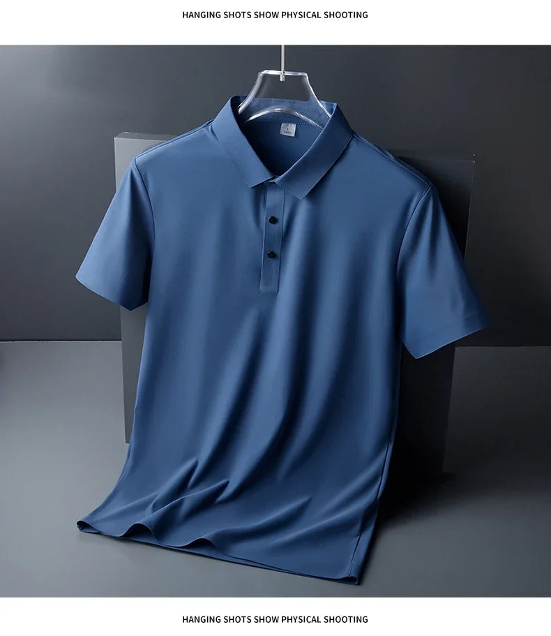 10 Color Men's Thin Polo Shirt Summer New Ice Silk Popular Business Casual Breathable Lapel Polo Shirt for Man Brand Clothing