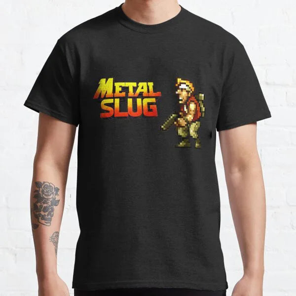 Metal Slug Pixel Fan pixel art arcade game retro gamer video games Men's shirt Cotton Tees Short Sleeve T Shirt Printed Clothing