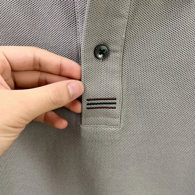 100% Breathable Cotton  Men's 2025 Autumn Long-Sleeve Polo Shirt - Classic Cotton Collared Business Casual Style