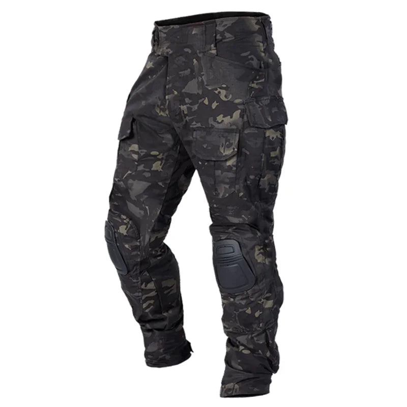 Tactical Military Camo Pants Men Multi Pockets Cargo Trousers with Protective Knee Pads for Hunting Airsoft Wargame