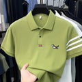 luxury brand men's high quality short sleeves polo shirt lapel embroidery puppy cuff stripe t-shirt business leisure men's wear