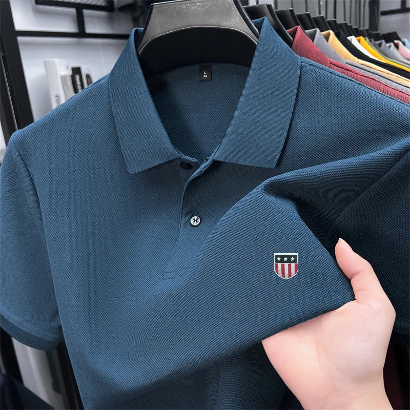 men's summer luxury brand cotton 100% polo shirt lapel printing short sleeves t-shirt business leisure ventilate men's clothing
