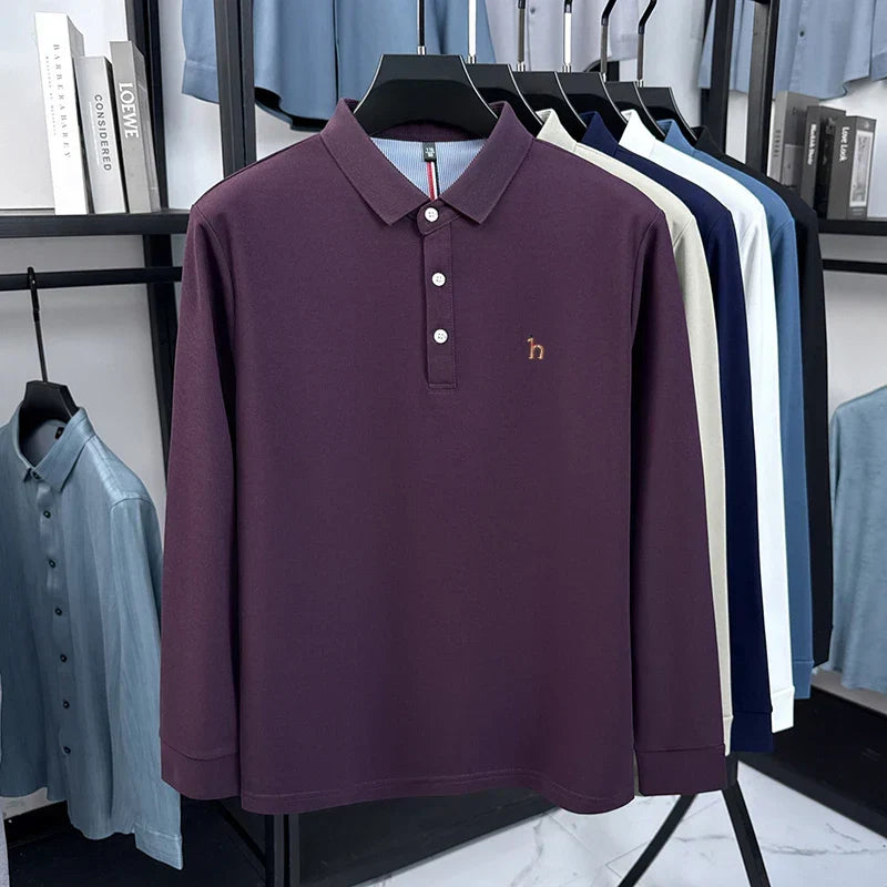 Premium Brand Quality Men's Polo Shirt Autumn Fashion Cartoon Embroid Long Sleeve Exquisite Lapel T-Shirt Business Menswear Top