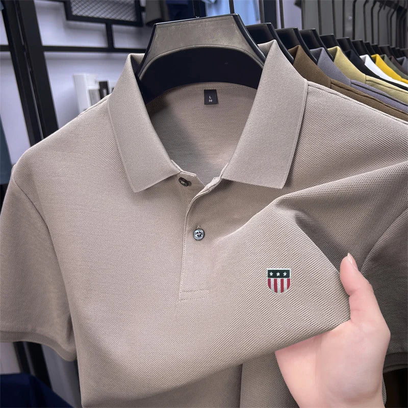 men's summer luxury brand cotton 100% polo shirt lapel printing short sleeves t-shirt business leisure ventilate men's clothing