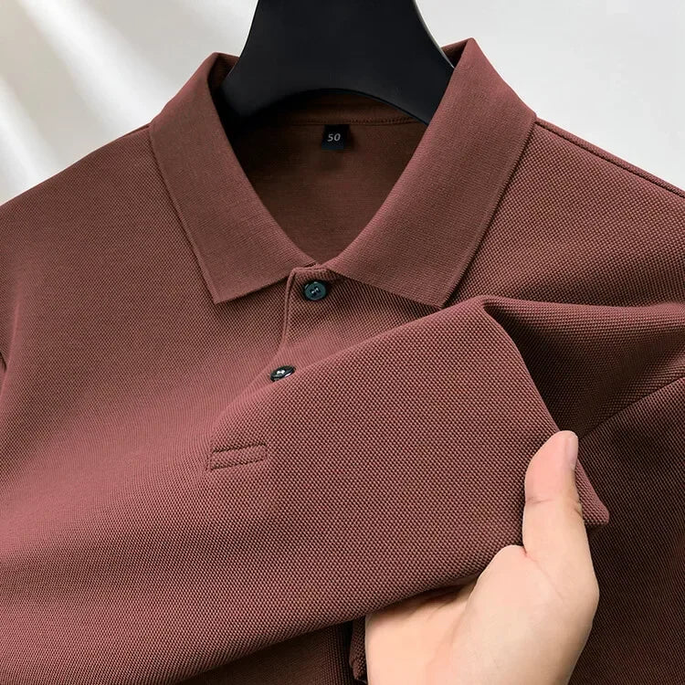 100% Cotton Polo Shirt, Four Seasons Universal  Leisure Long Sleeve, Breathable Lapels T-shirt, Perfect for Golf Sports Durable