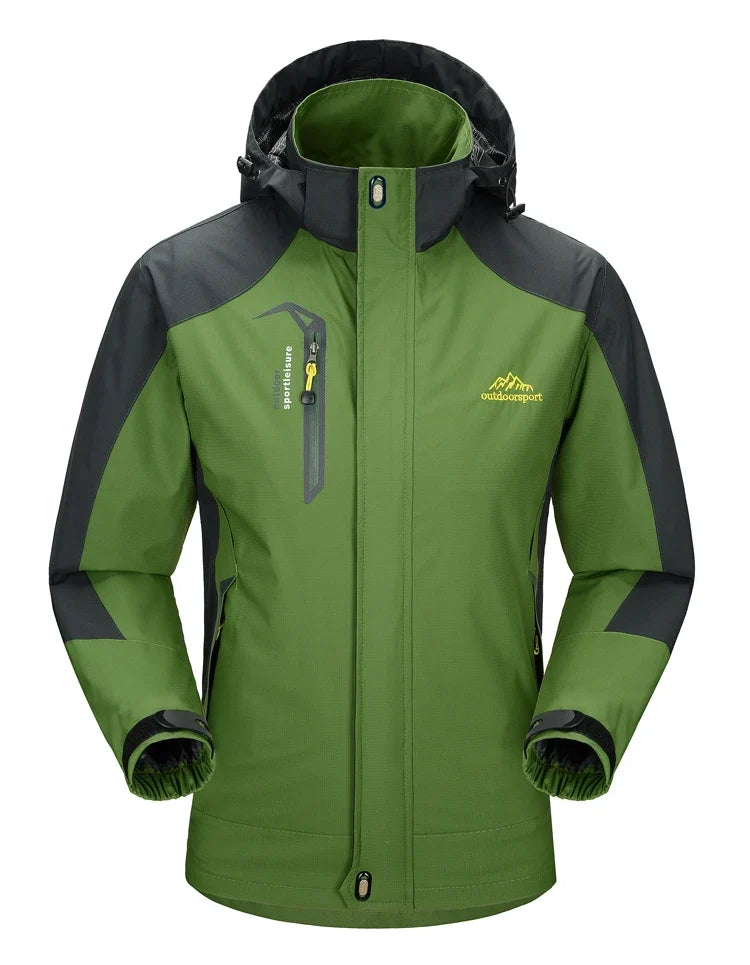 Men's Autumn Hiking Jacket Hooded Removable Waterproof Lightweight Rain Coat Trekking Outdoor Camping Casual Sportswear