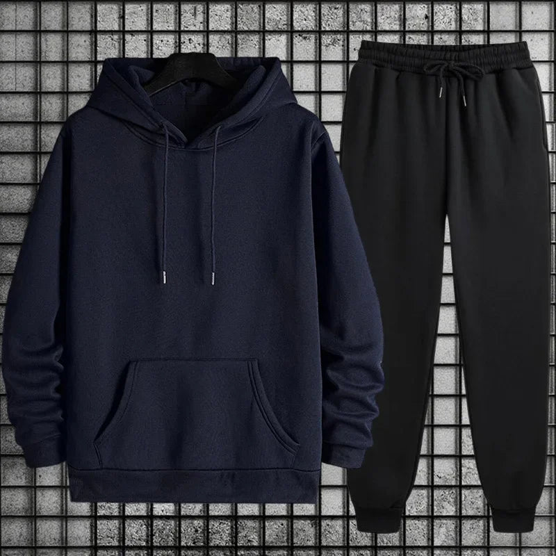 2025 New in Men's Sportswear Solid Color Hoodie + Sweatpants Urban Casual Fashion Tracksuit Fall/winter Comfort Warm Soft Outfit