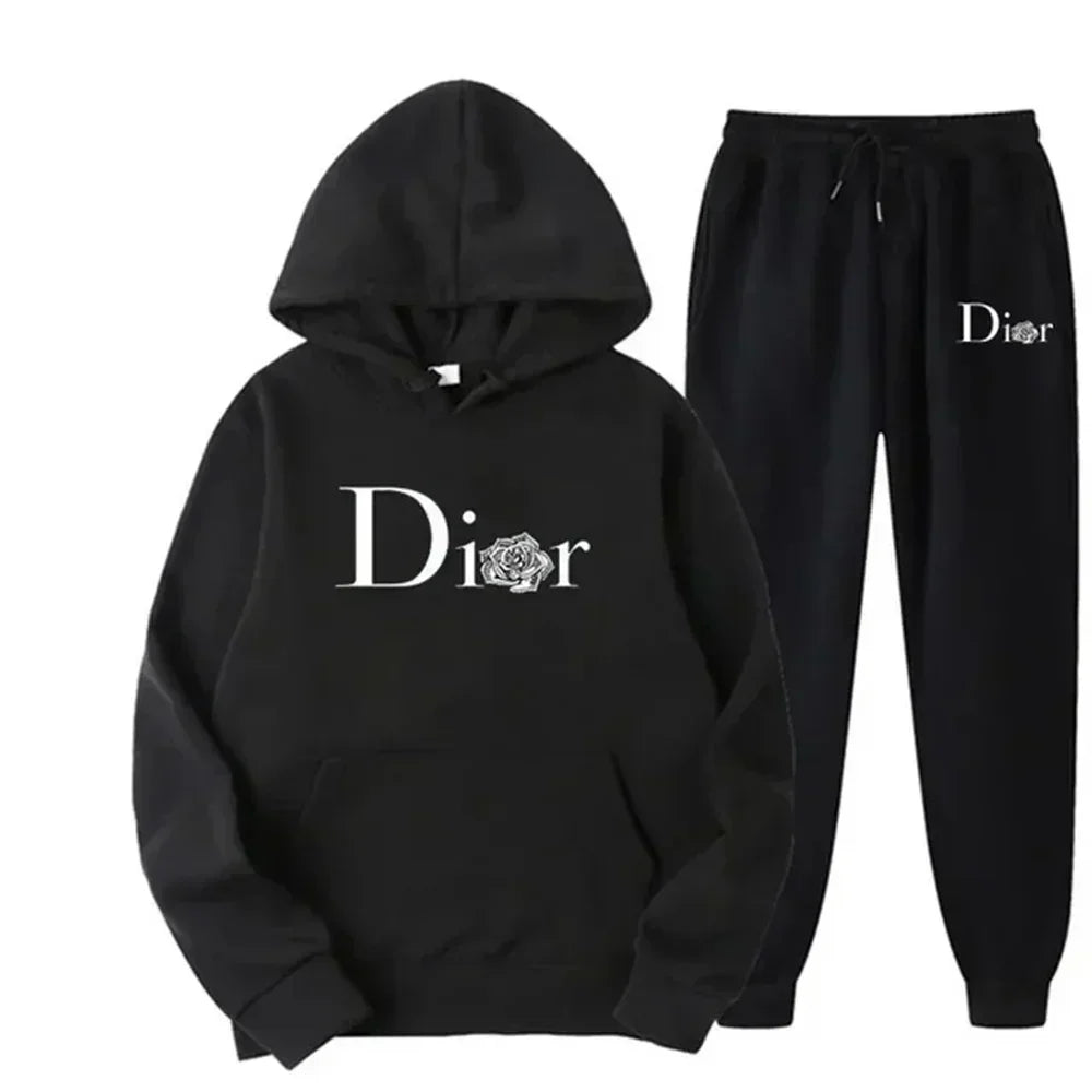 New Men's Fashion Fitness Outdoor Jogging and Casual Sets, Autumn Two-piece Long-sleeved Sweatshirts and Sweatpants for Men