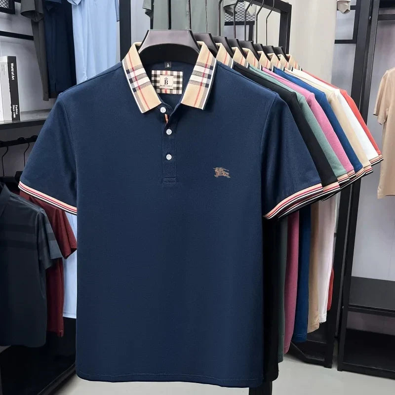 Designer fashion brand short sleeve polo shirt men summer new luxury exquisite embroidery high-end business casual Paul T-shirt