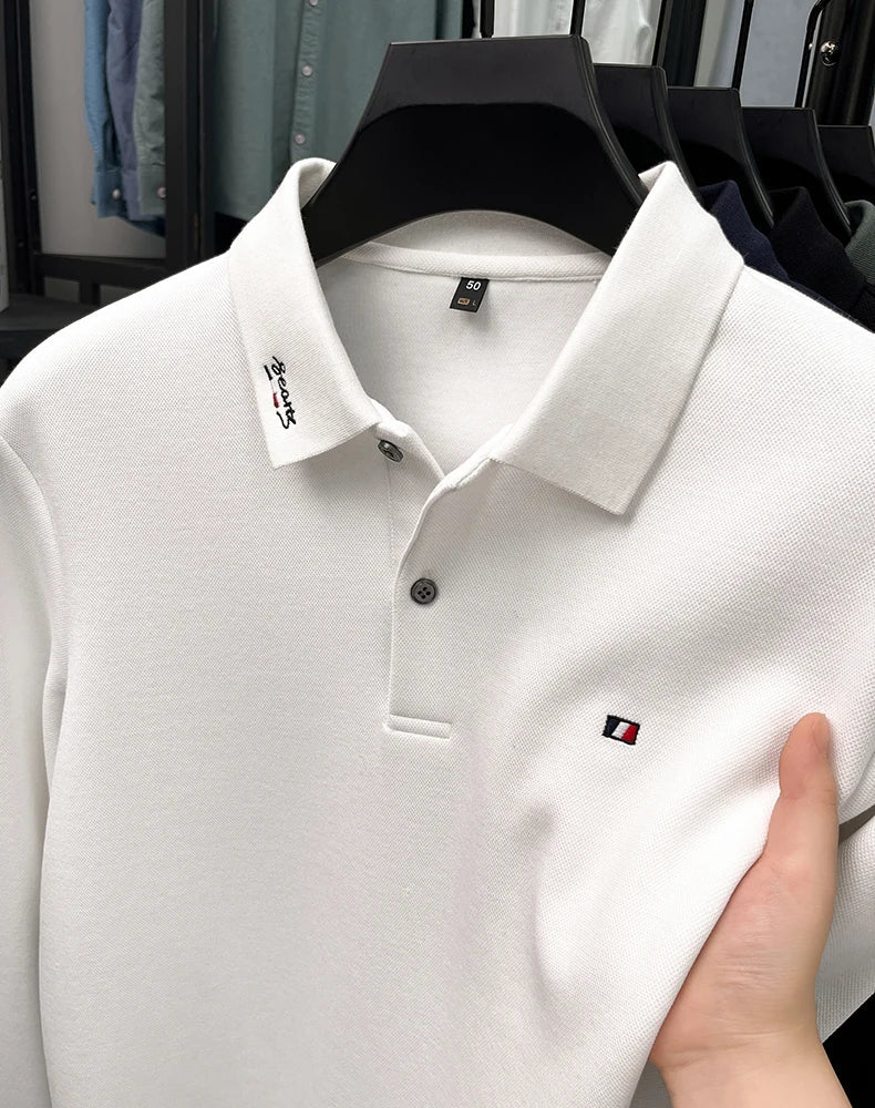 High end embroidery craft polo shirt long sleeved brand autumn Men's Wear comfortable breathable cotton casual business T-shirt