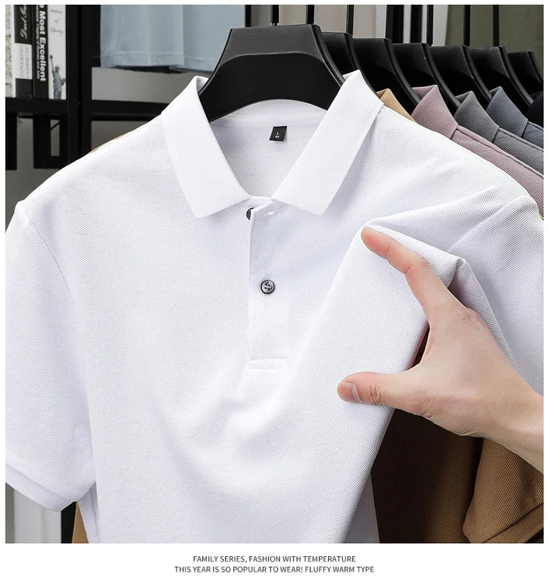 Men's 100% Cotton Polo Shirt - Summer Casual Breathable Tee,19 Colors,Ideal for Golf and Sports,Business Casual,Silk-Like Finish