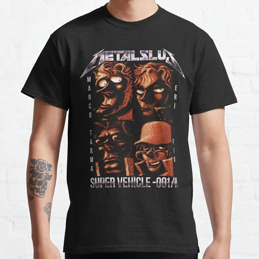Metal Slug Pixel Fan pixel art arcade game retro gamer video games Men's shirt Cotton Tees Short Sleeve T Shirt Printed Clothing