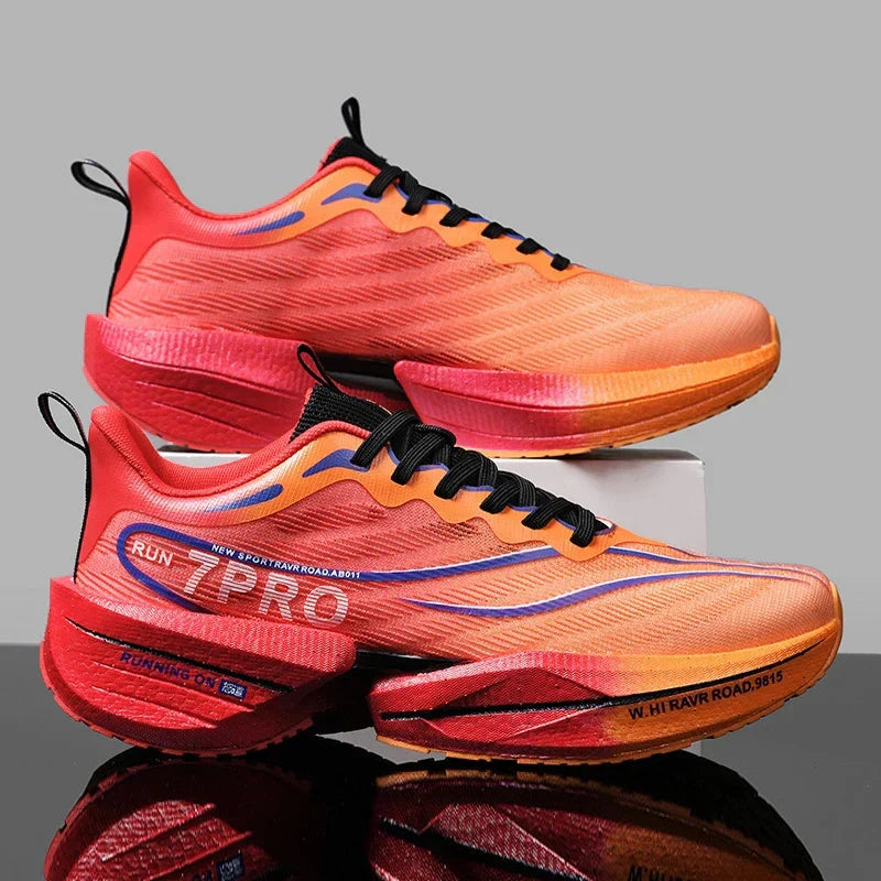 Men's Carbon Plate Sneakers Outdoor Soft Sole Mesh Sports Shoes Running Shoes Light Anti-Slip Casual Couple Tennis Shoes
